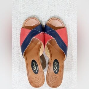 Silvia genuine leather cork wedge sandal red blue summer retro EU 37/ US 6.5